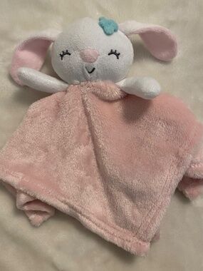 Baby's First by Nemcor Bunny Rabbit Pink White Plush Baby Security Blanket Lovey